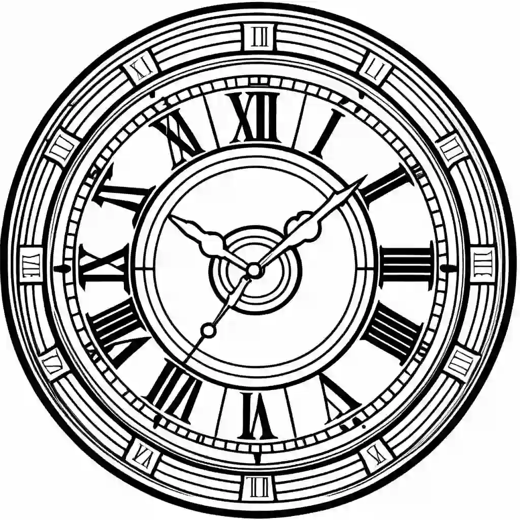 Clock coloring pages